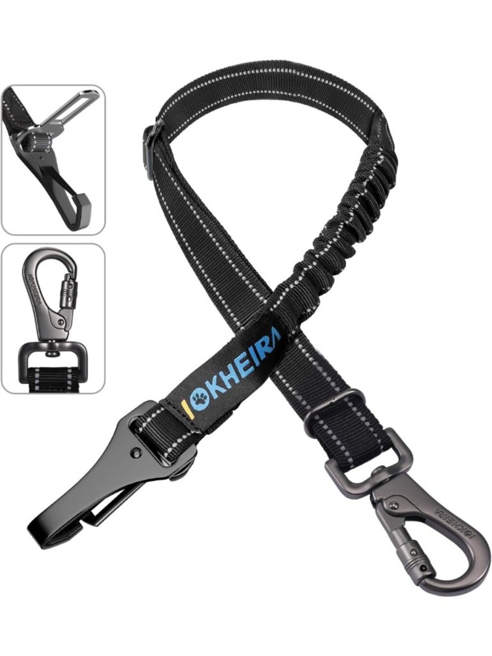 Adjustable 3-in-1 Dog Car Harness & Seat Belt - Reflective Bungee Safety Strap